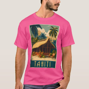 Tahiti Frans Polynesië Vintage Travel Art Poster T-shirt