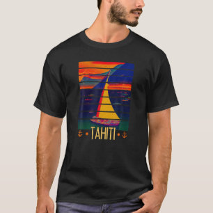  Tahiti Frans-Polynesië Zonsondergang Zeilen T S T-shirt