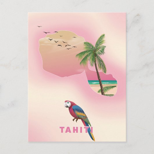 Tahiti geïllustreerde kaart reisposter (Voorkant)