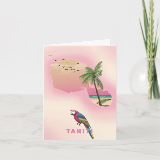 Tahiti geïllustreerde kaart reisposter (Voorkant)