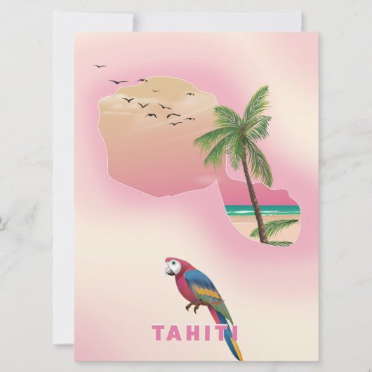 Tahiti geïllustreerde kaart reisposter (Voorkant)