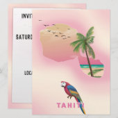 Tahiti geïllustreerde kaart reisposter (Voorkant / Achterkant)