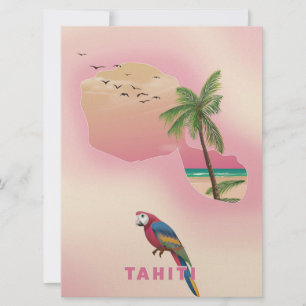Tahiti geïllustreerde kaart reisposter