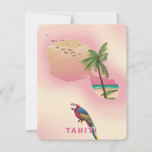 Tahiti geïllustreerde kaart reisposter