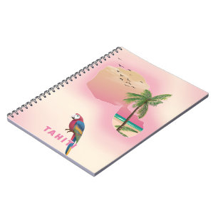 Tahiti geïllustreerde kaart reisposter notitieboek