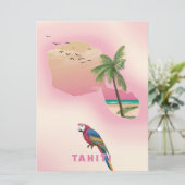 Tahiti geïllustreerde kaartreisposter kaart (Staand voorkant)