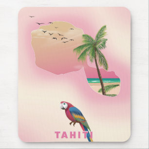 Tahiti geïllustreerde kaartreisposter muismat