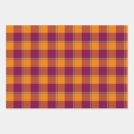 Tahiti Gold and Rose Bud Cherry Plaid Inpakpapier Vel