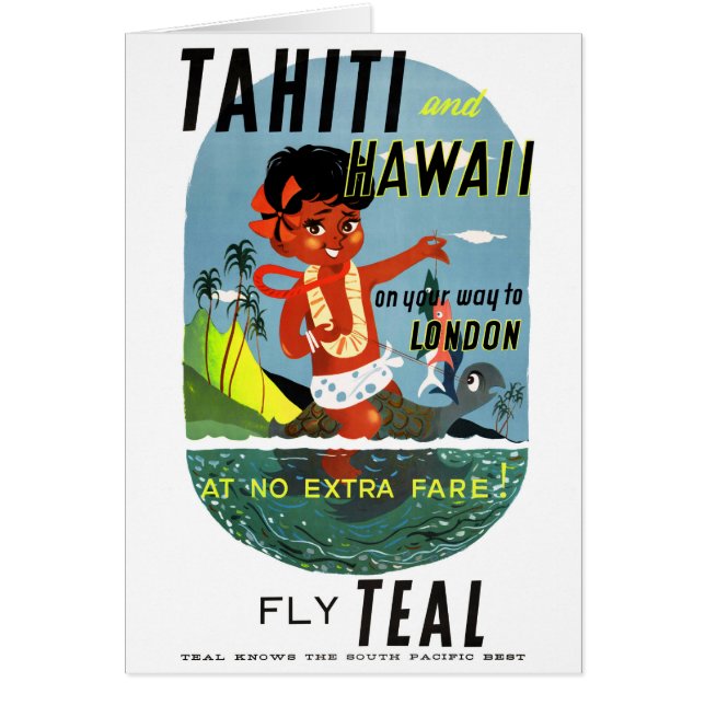 Tahiti Hawaii Vintage Travel Poster teruggezet (Voorkant)
