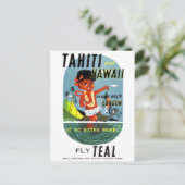 Tahiti Hawaii Vintage Travel Poster teruggezet Briefkaart (Staand voorkant)