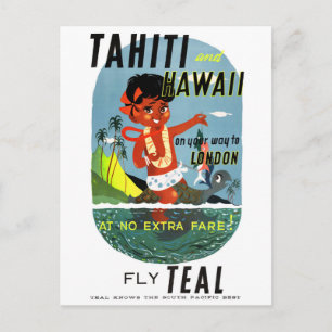 Tahiti Hawaii Vintage Travel Poster teruggezet Briefkaart