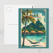 Tahiti Illustration Travel Art Vintage Briefkaart (Voorkant / Achterkant)
