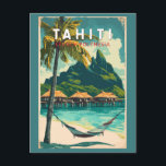 Tahiti Illustration Travel Art Vintage Briefkaart<br><div class="desc">Tahiti retro vector reisontwerp. Tahiti is het grootste eiland van Frans-Polynesië,  de archipel van de Stille Zuidzee.</div>