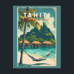 Tahiti Illustration Travel Art Vintage Briefkaart<br><div class="desc">Tahiti retro vector reisontwerp. Tahiti is het grootste eiland van Frans-Polynesië,  de archipel van de Stille Zuidzee.</div>