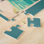 Tahiti Illustration Travel Art Vintage Legpuzzel (Zijkant)