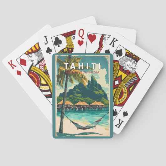Tahiti Illustration Travel Art Vintage Pokerkaarten (Achterkant)