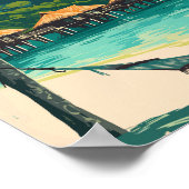 Tahiti Illustration Travel Art Vintage Poster (Hoek)