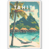 Tahiti Illustration Travel Art Vintage Sticker (Voorkant)