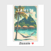 Tahiti Illustration Travel Art Vintage Sticker (Vel)
