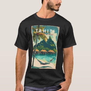 Tahiti Illustration Travel Art Vintage T-shirt