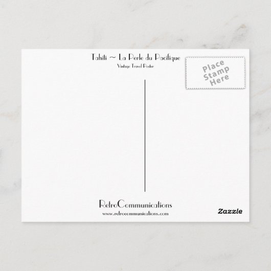 Tahiti ~ La Perle du Pacifique Briefkaart (Achterkant)