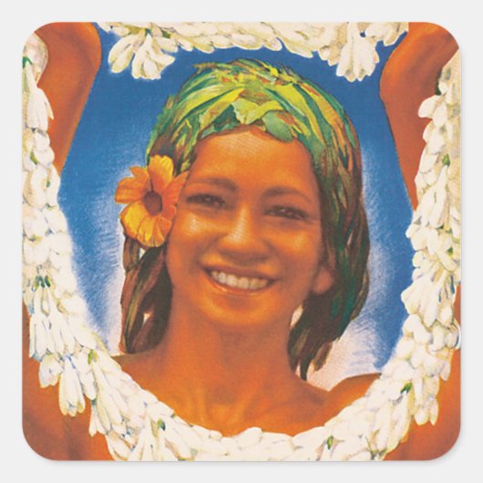 Tahiti ~ La Perle du Pacifique Vierkante Sticker (Voorkant)