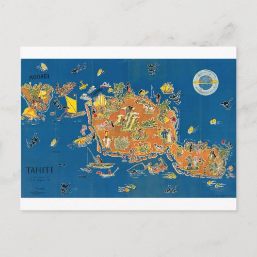 Tahiti  Map Briefkaart (Voorkant)