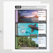 Tahiti Mock Ticket voor reizen en evenementen (Voorkant / Achterkant)