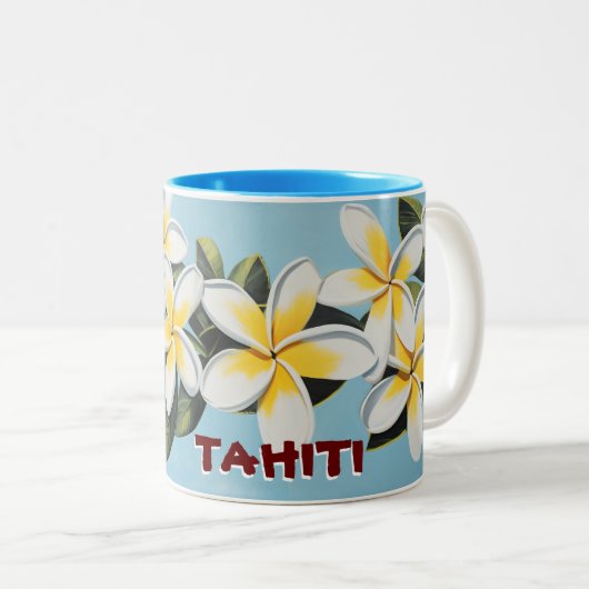 Tahiti Plumeria Tweekleurige Koffiemok (Voorkant rechts)