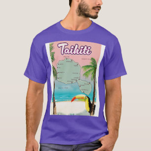 Tahiti Retro reiskaart T-shirt
