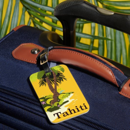 Tahiti Retro-reisposter Canvasprint Bagagelabel (Voorkant Insitu 1)