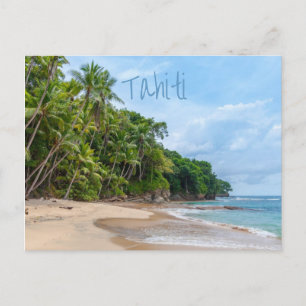 Tahiti Sand Beach Blue Sky Palm Trees Briefkaart