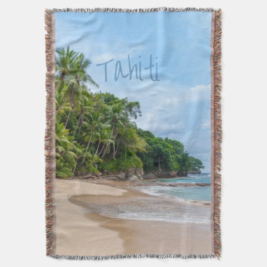 Tahiti Sand Beach Blue Sky Palm Trees Deken (Voorkant Verticaal)