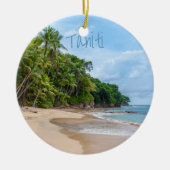 Tahiti Sand Beach Blue Sky Palm Trees Keramisch Ornament (Voorkant)