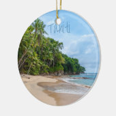Tahiti Sand Beach Blue Sky Palm Trees Keramisch Ornament (Links)