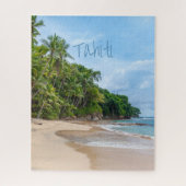 Tahiti Sand Beach Blue Sky Palm Trees Legpuzzel (Verticaal)