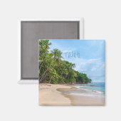 Tahiti Sand Beach Blue Sky Palm Trees Magneet (Voorkant / Achterkant)