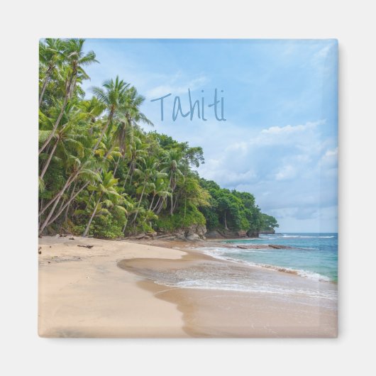 Tahiti Sand Beach Blue Sky Palm Trees Magneet (Voorkant)