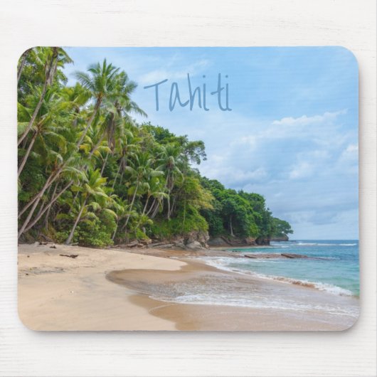 Tahiti Sand Beach Blue Sky Palm Trees Muismat (Voorkant)
