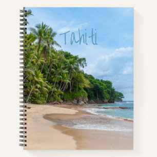 Tahiti Sand Beach Blue Sky Palm Trees Notitieboek