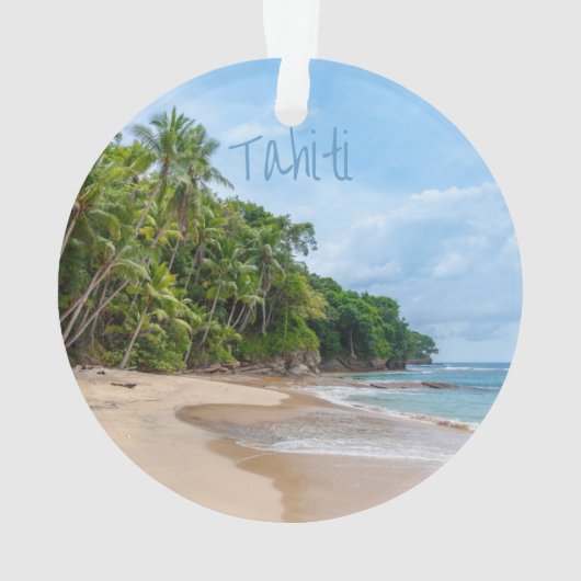 Tahiti Sand Beach Blue Sky Palm Trees Ornament (achterkant)