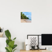 Tahiti Sand Beach Blue Sky Palm Trees Poster (Thuiskantoor)