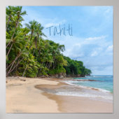 Tahiti Sand Beach Blue Sky Palm Trees Poster (Voorkant)