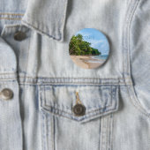 Tahiti Sand Beach Blue Sky Palm Trees Ronde Button 5,7 Cm (In situ)