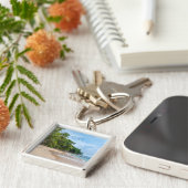Tahiti Sand Beach Blue Sky Palm Trees Sleutelhanger (Zijkant)