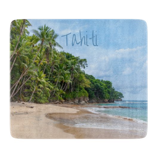 Tahiti Sand Beach Blue Sky Palm Trees Snijplank (Voorkant)