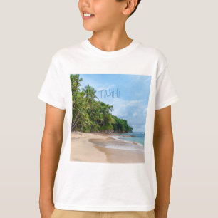 Tahiti Sand Beach Blue Sky Palm Trees T-shirt