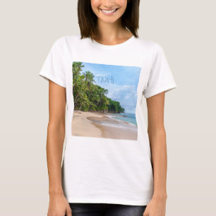 Tahiti Sand Beach Blue Sky Palm Trees T-shirt