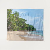 Tahiti Sand Beach Blue Sky Palm Trees Wandkleed (Voorkant (horizontaal))