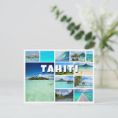 Tahiti souvenir fotocollage briefkaart (Staand voorkant)